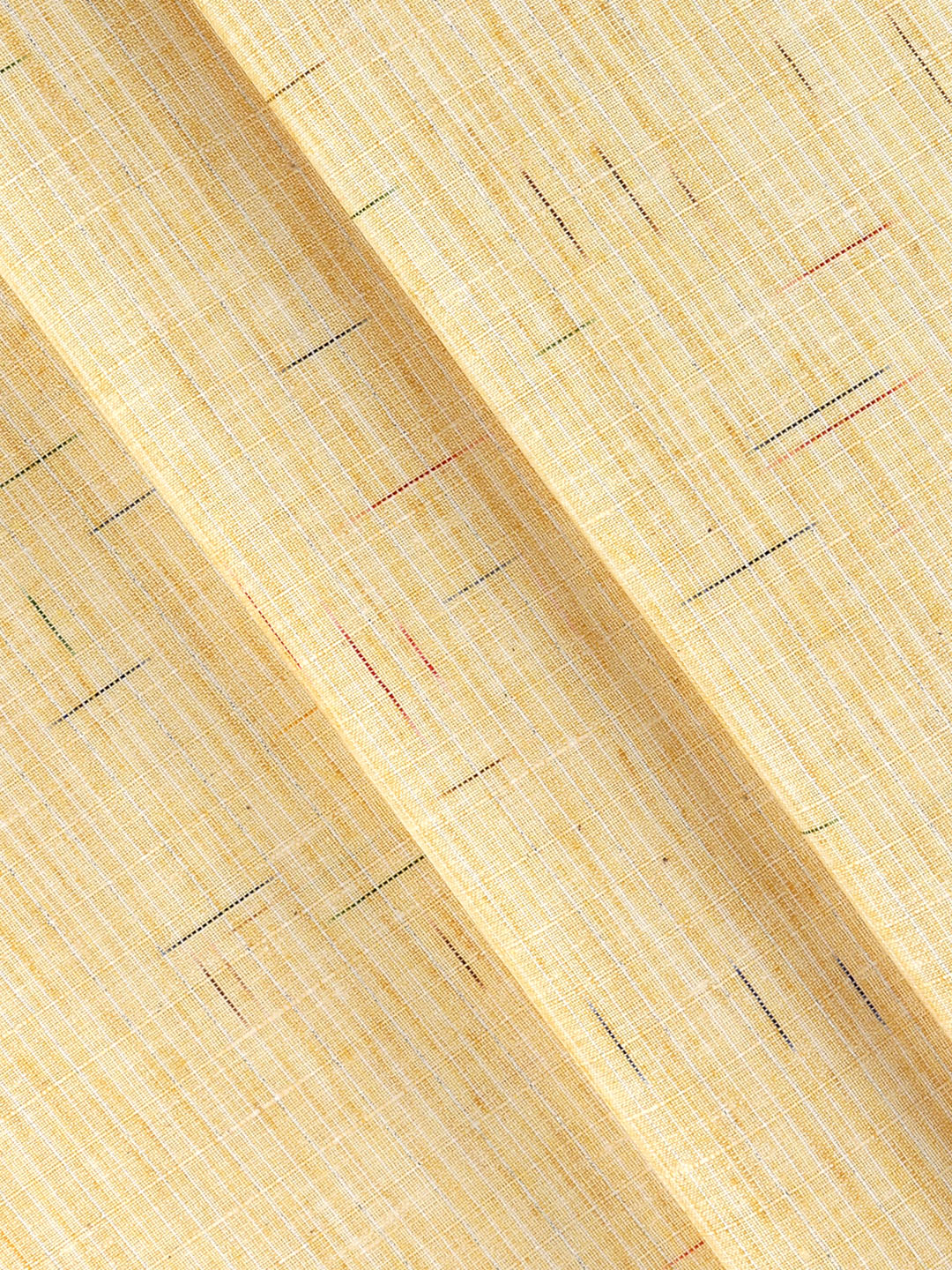 Cotton Rich Self Design Shirt Fabric Yellow Galaxy Art