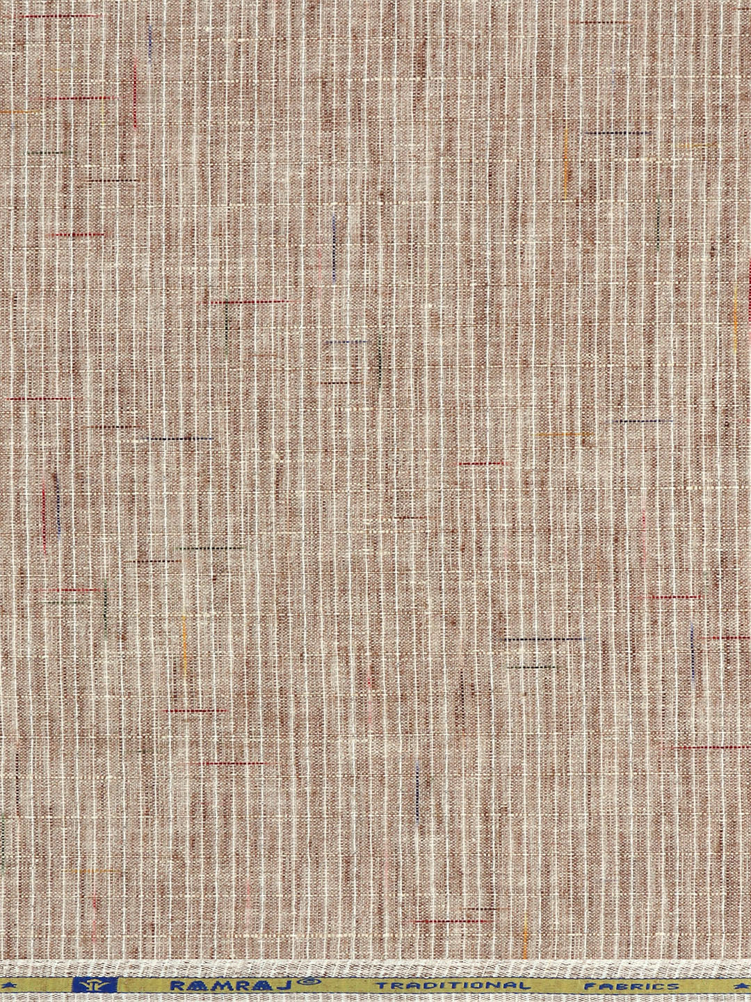 Cotton Rich Self Design Shirt Fabric Brown Galaxy Art