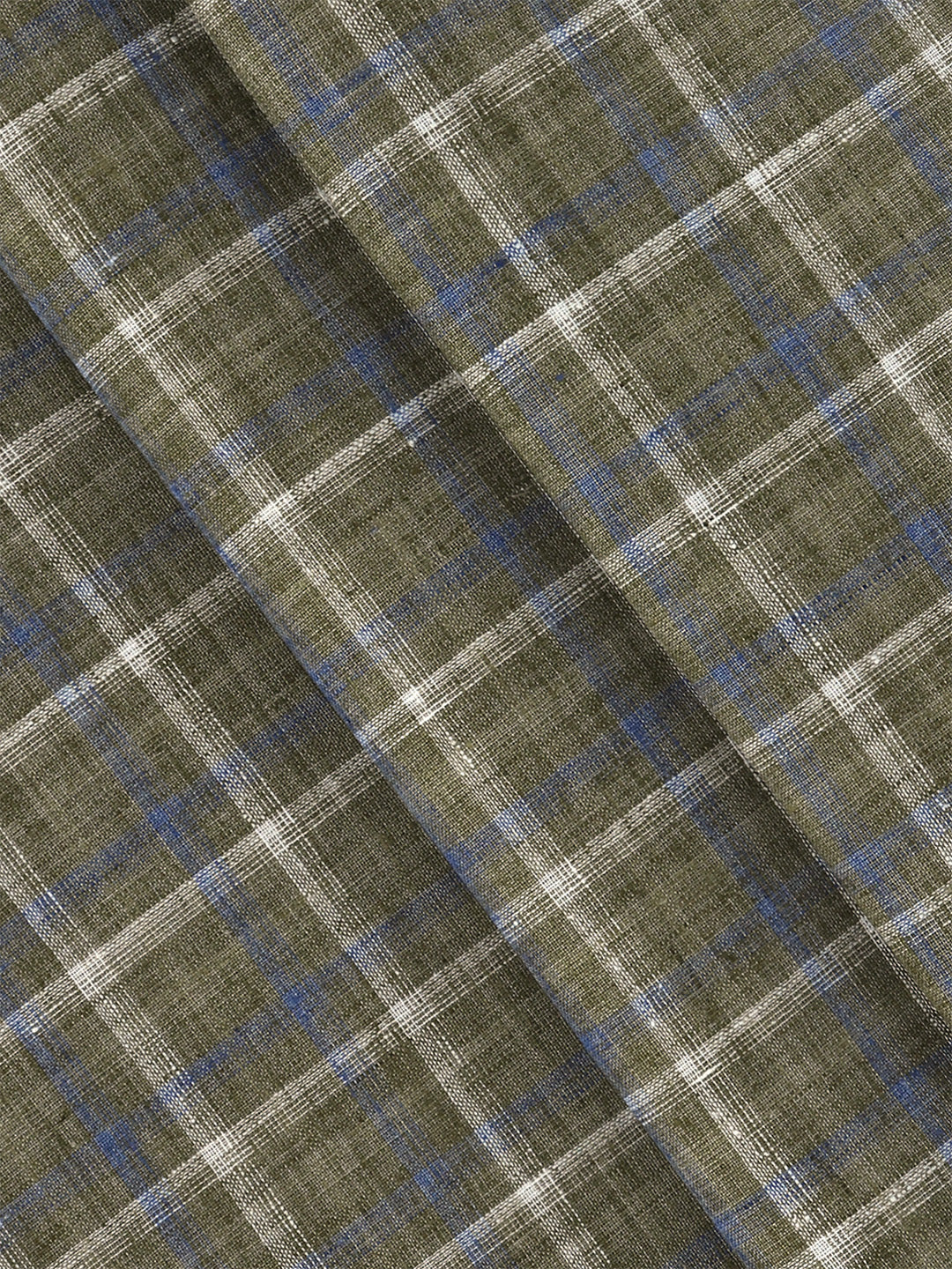 Men Cotton Rich Checked Shirt Fabric Green Infinity