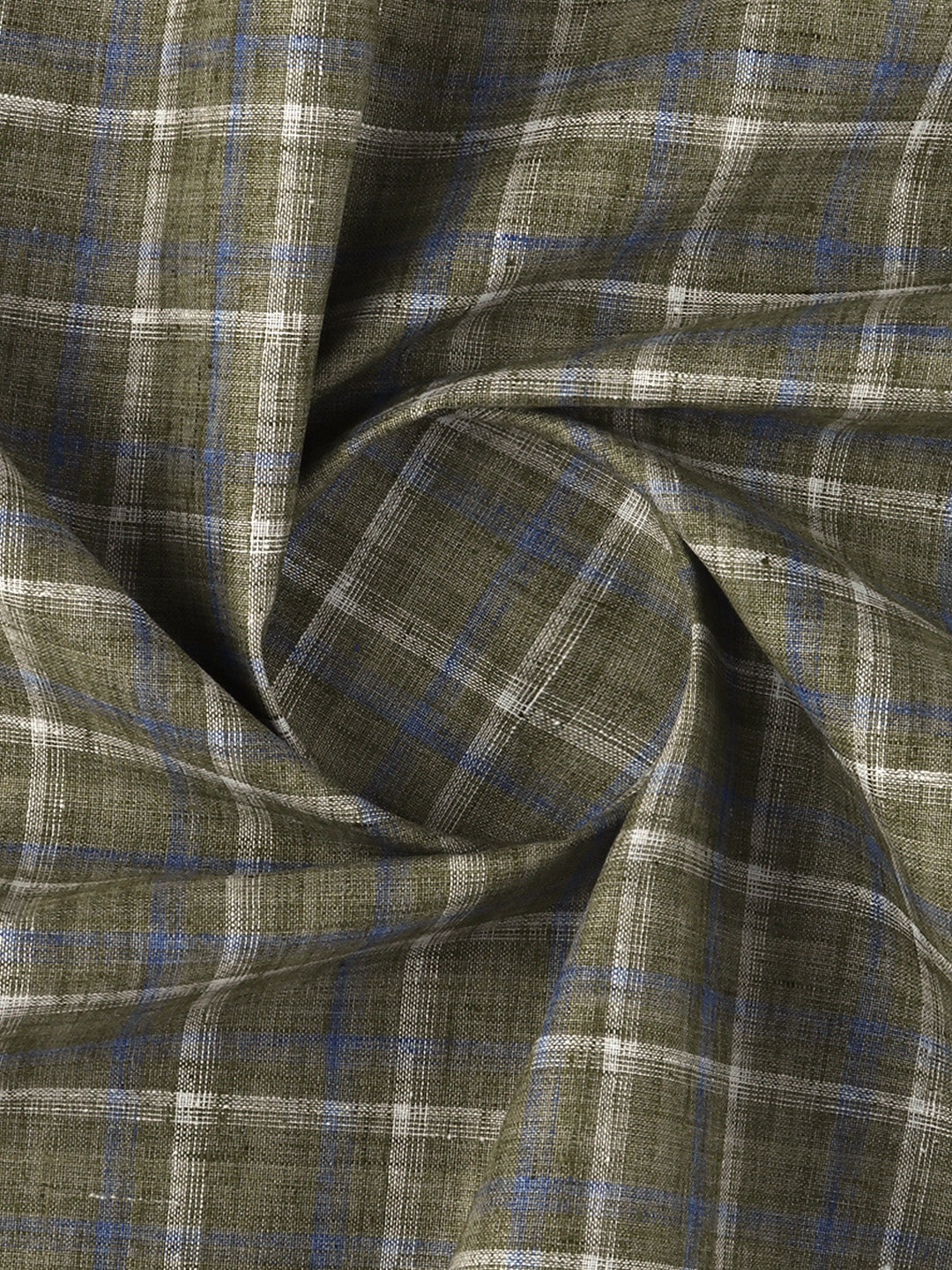 Men Cotton Rich Checked Shirt Fabric Green Infinity
