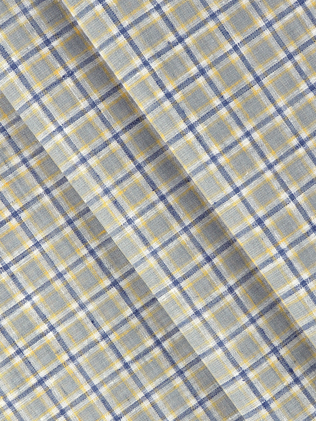 Men Cotton Rich Checked Shirt Fabric Grey Infinity