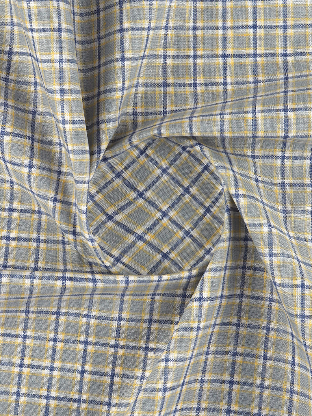 Men Cotton Rich Checked Shirt Fabric Grey Infinity