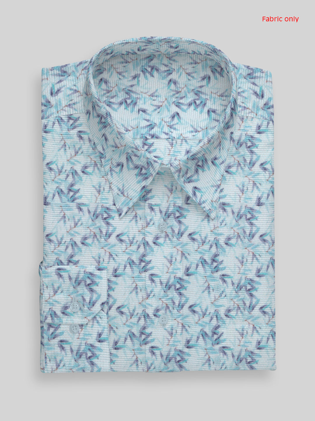 Men Cotton Rich Printed Shirt Fabric Blue Hi Tech