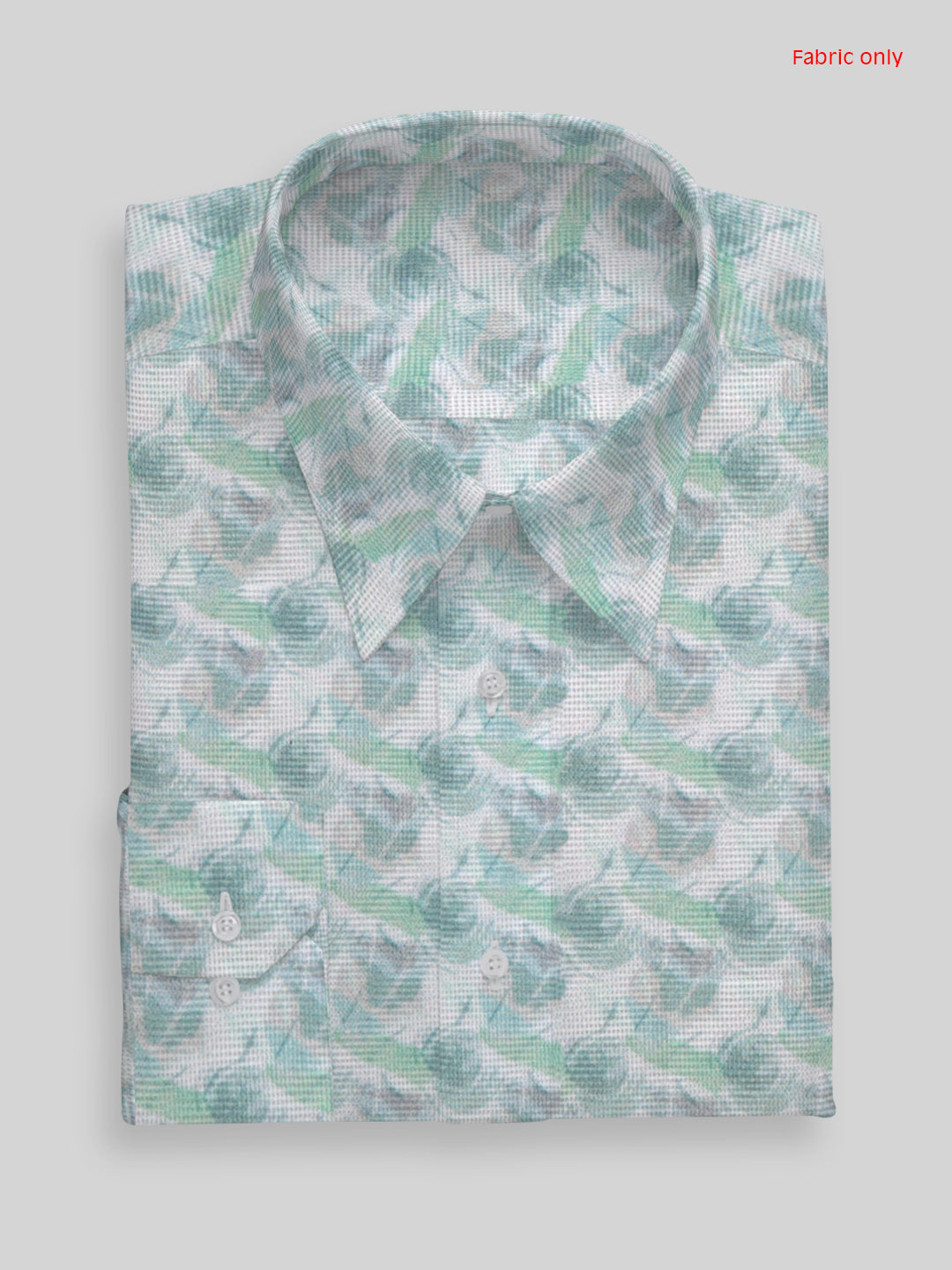 Men Cotton Rich Printed Shirt Fabric Light Green Hi Tech