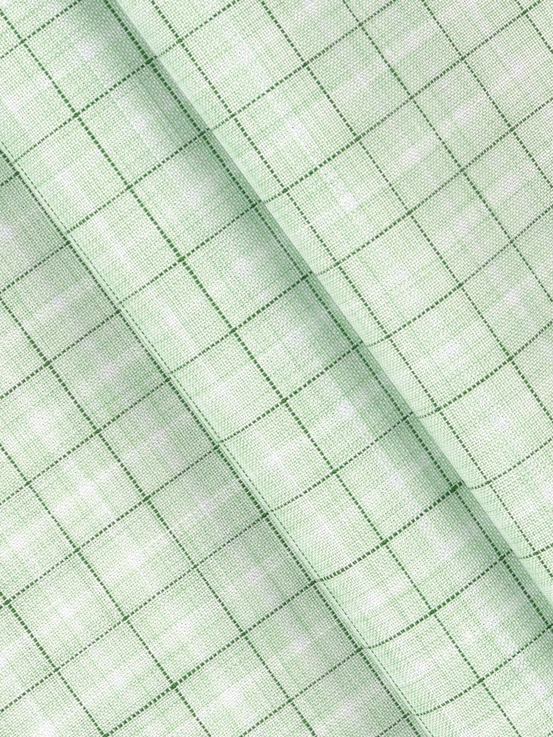 Cotton Rich Checked Pista Green Shirt Fabric High Style