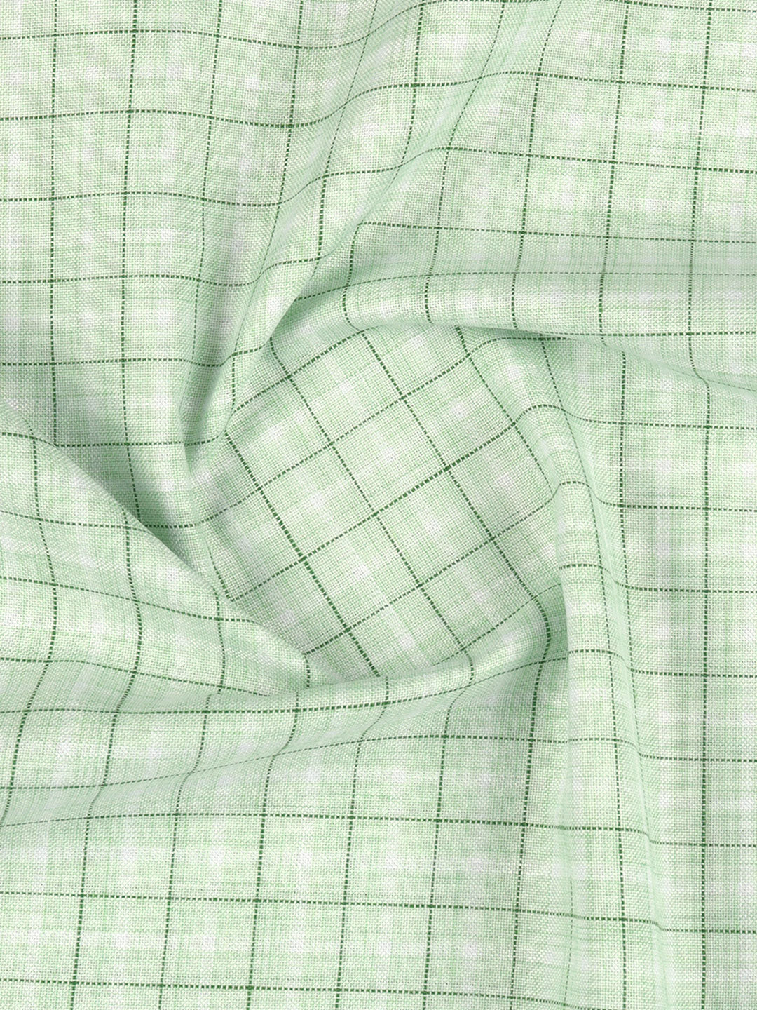 Cotton Rich Checked Pista Green Shirt Fabric High Style