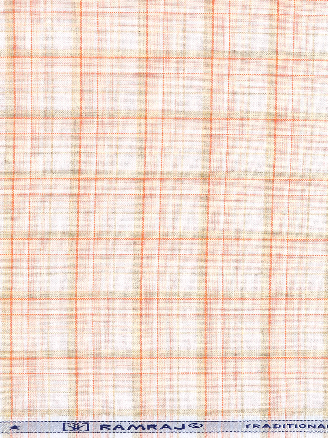 Cotton Rich Checked Orange Shirt Fabric High Style