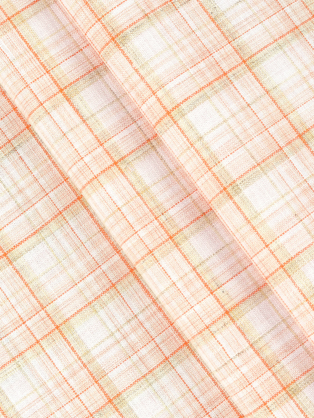 Cotton Rich Checked Orange Shirt Fabric High Style