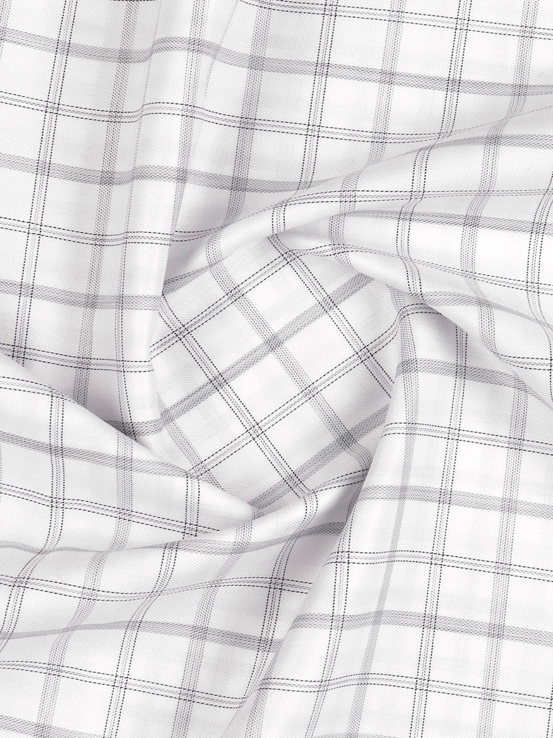 Cotton Rich Checked White Shirt Fabric High Style