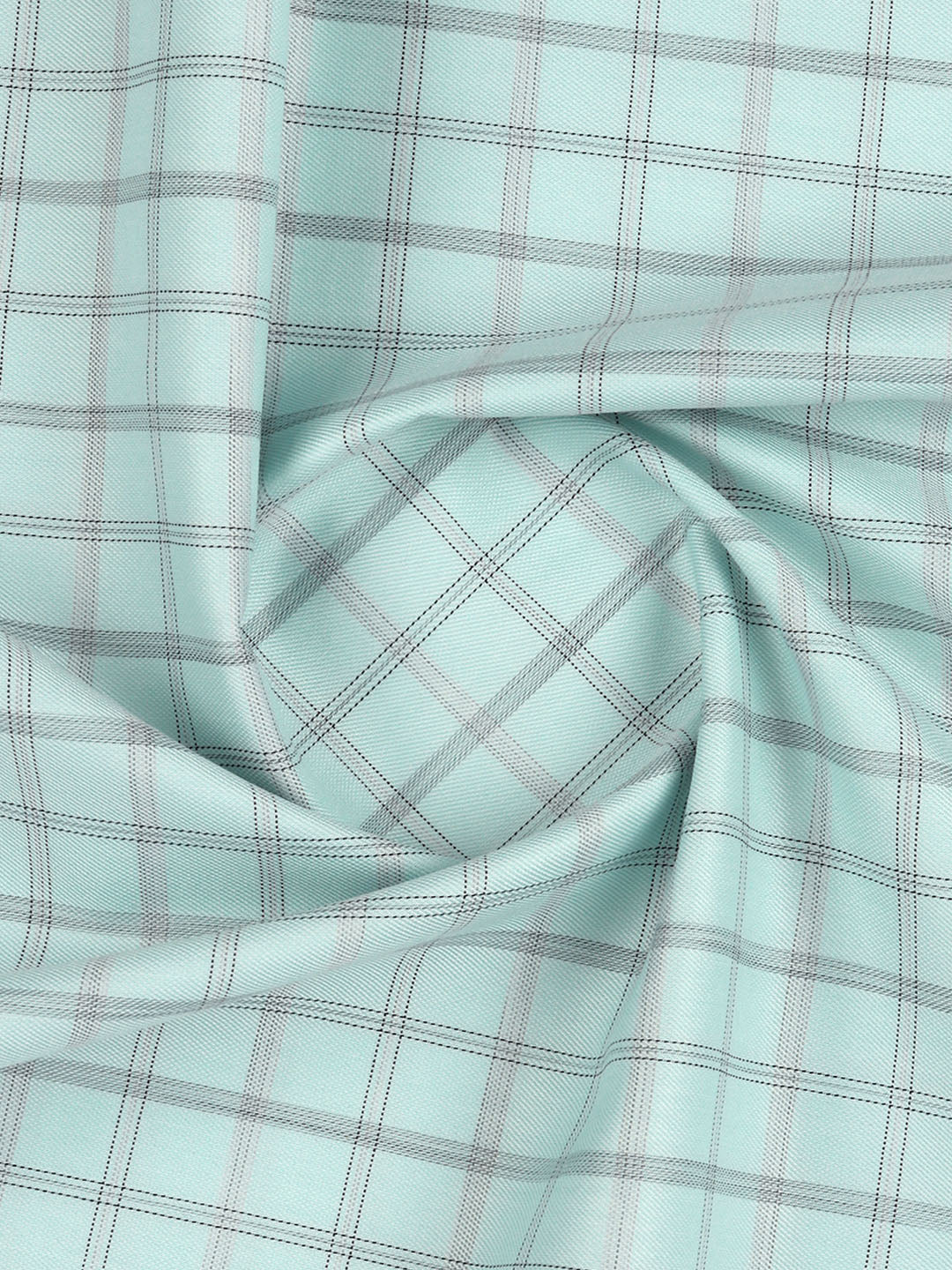 Cotton Rich Checked Green Shirt Fabric High Style