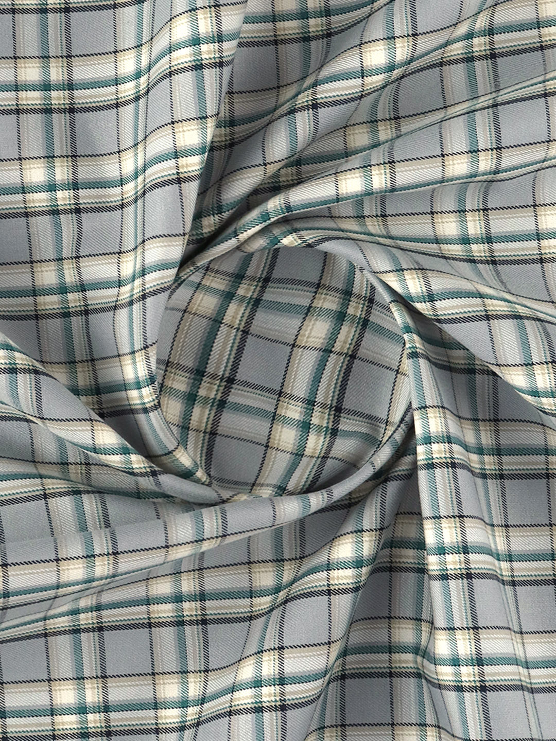 Men 100% Cotton Grey Checked Shirt Fabric Marcus