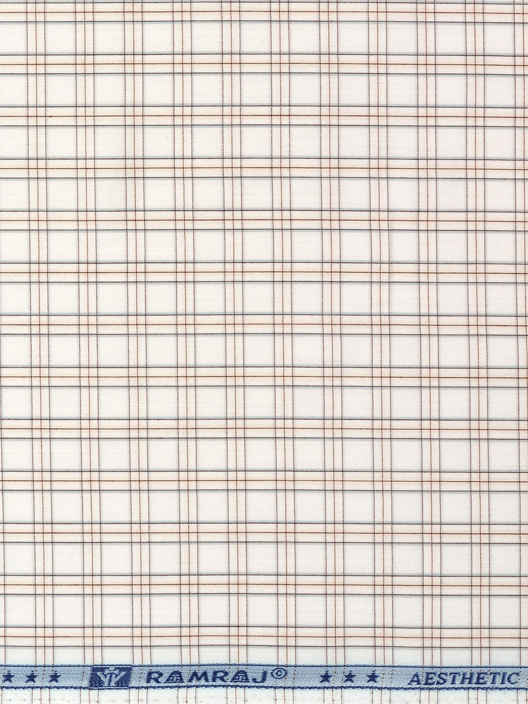 Men Cotton Rich Checked Shirt Fabric Peach High Style