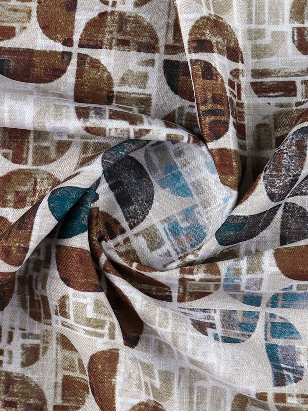 Men Cotton Blend Printed Shirt Fabric Brown Hanhai