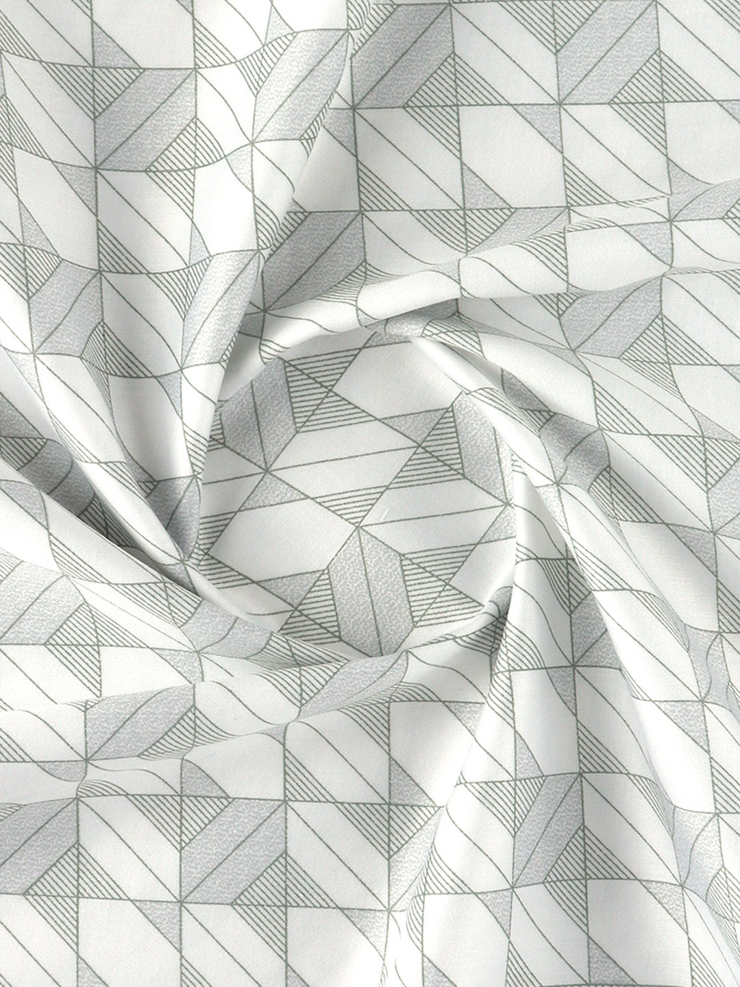 Men Cotton Blend Printed Shirt Fabric White Alpha