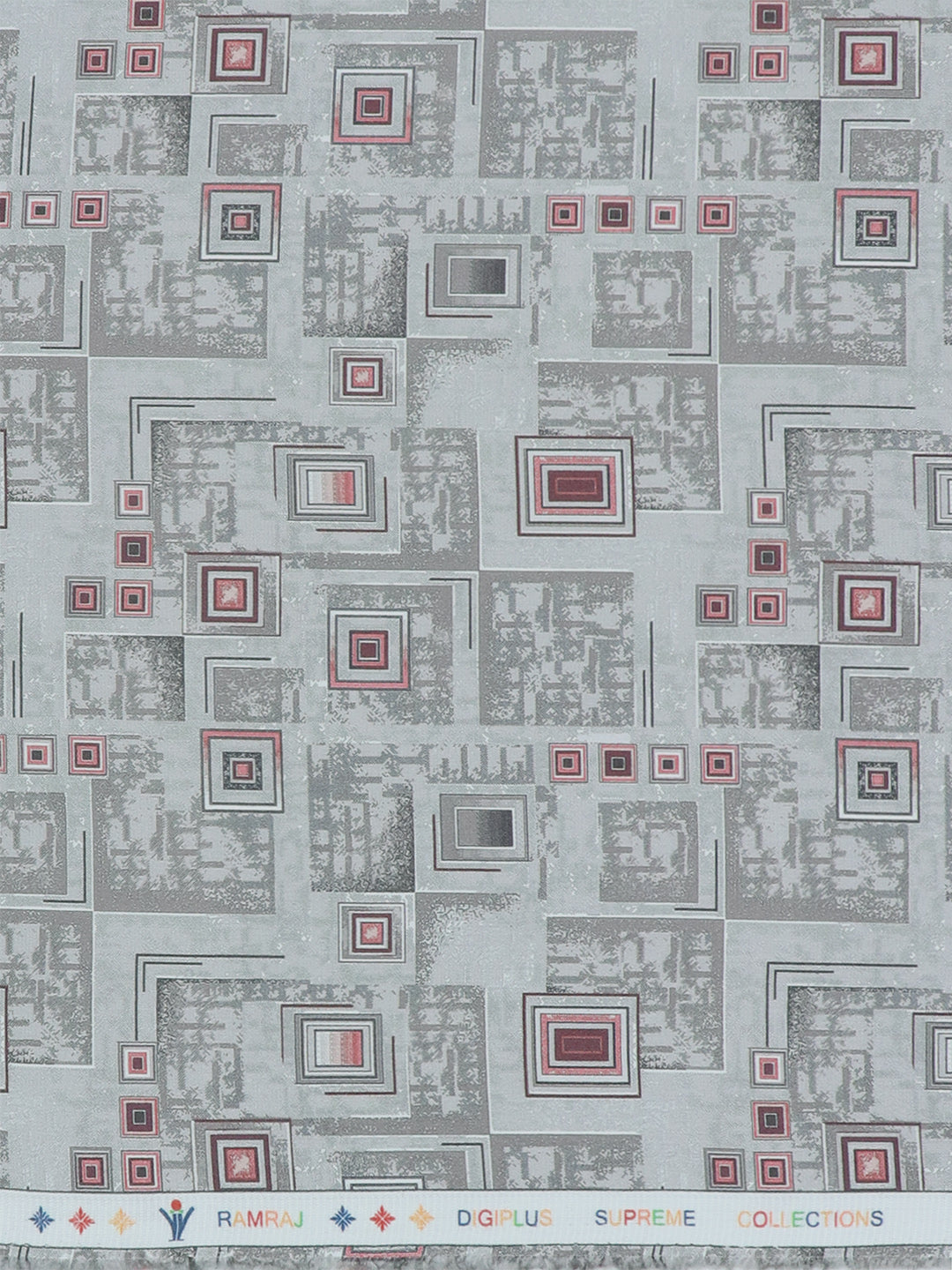 Men Cotton Blend Grey Printed Shirt Fabric Rolex Print