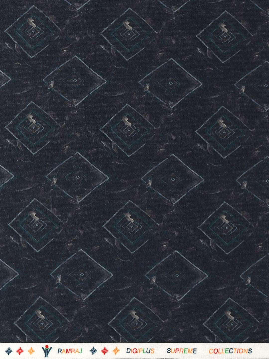 Men Cotton Blend Printed Shirt Fabric Dark Blue Rolex Print