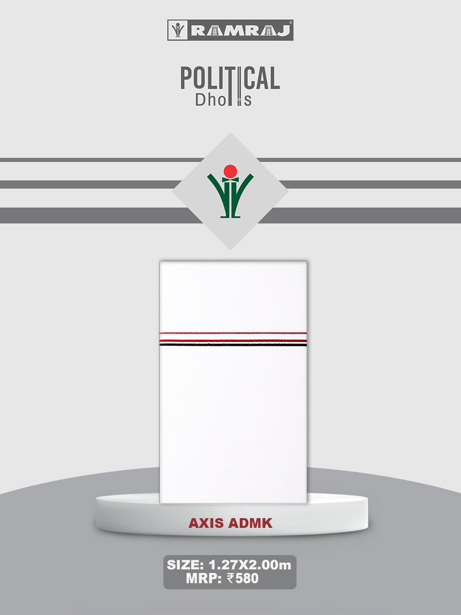 Men 100% Cotton Single Layer Political Dhoti Axis ADMK