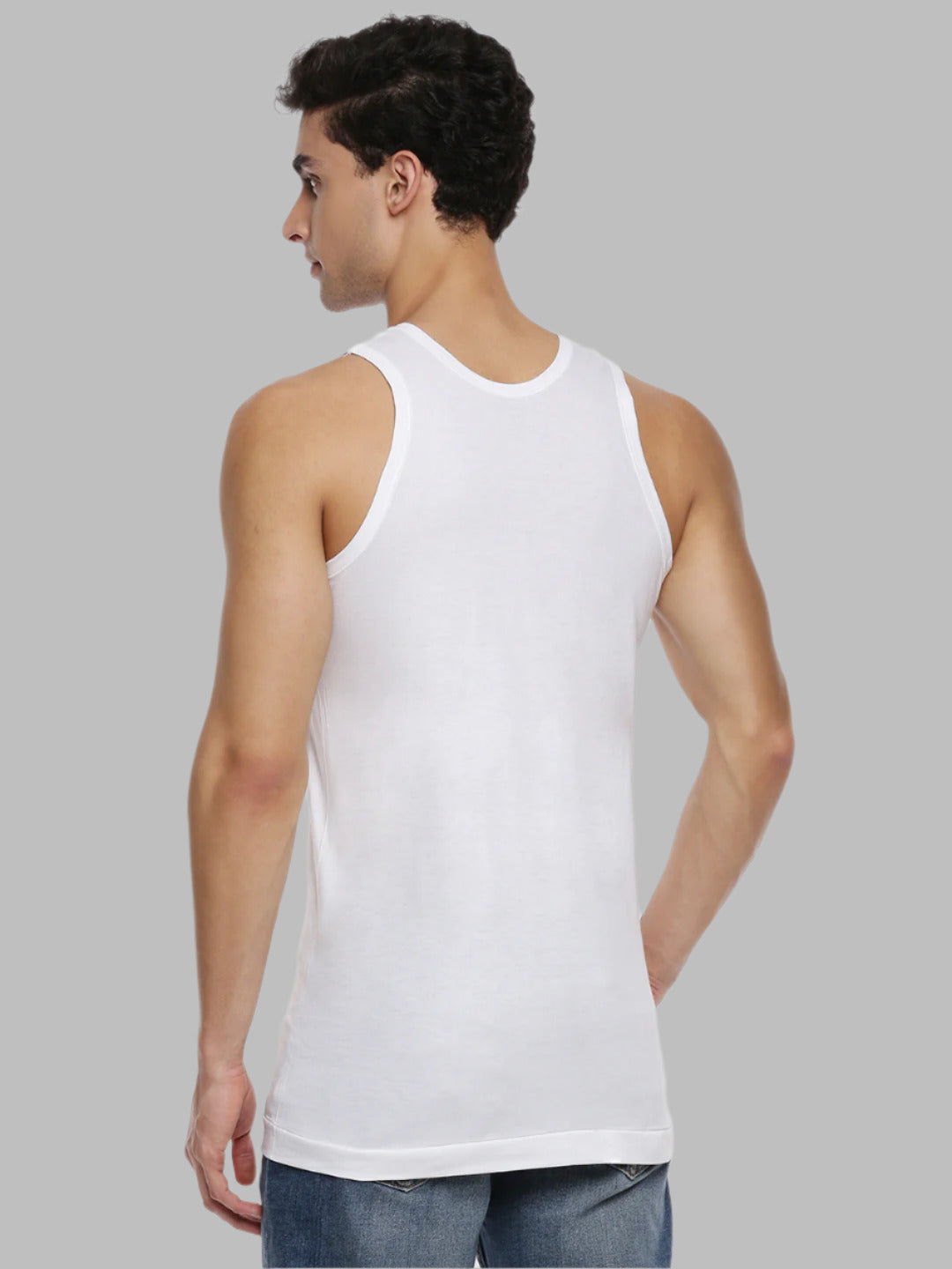Men 100% Combed Cotton White Vest RN Sukra Value Pack (Pack of 4)
