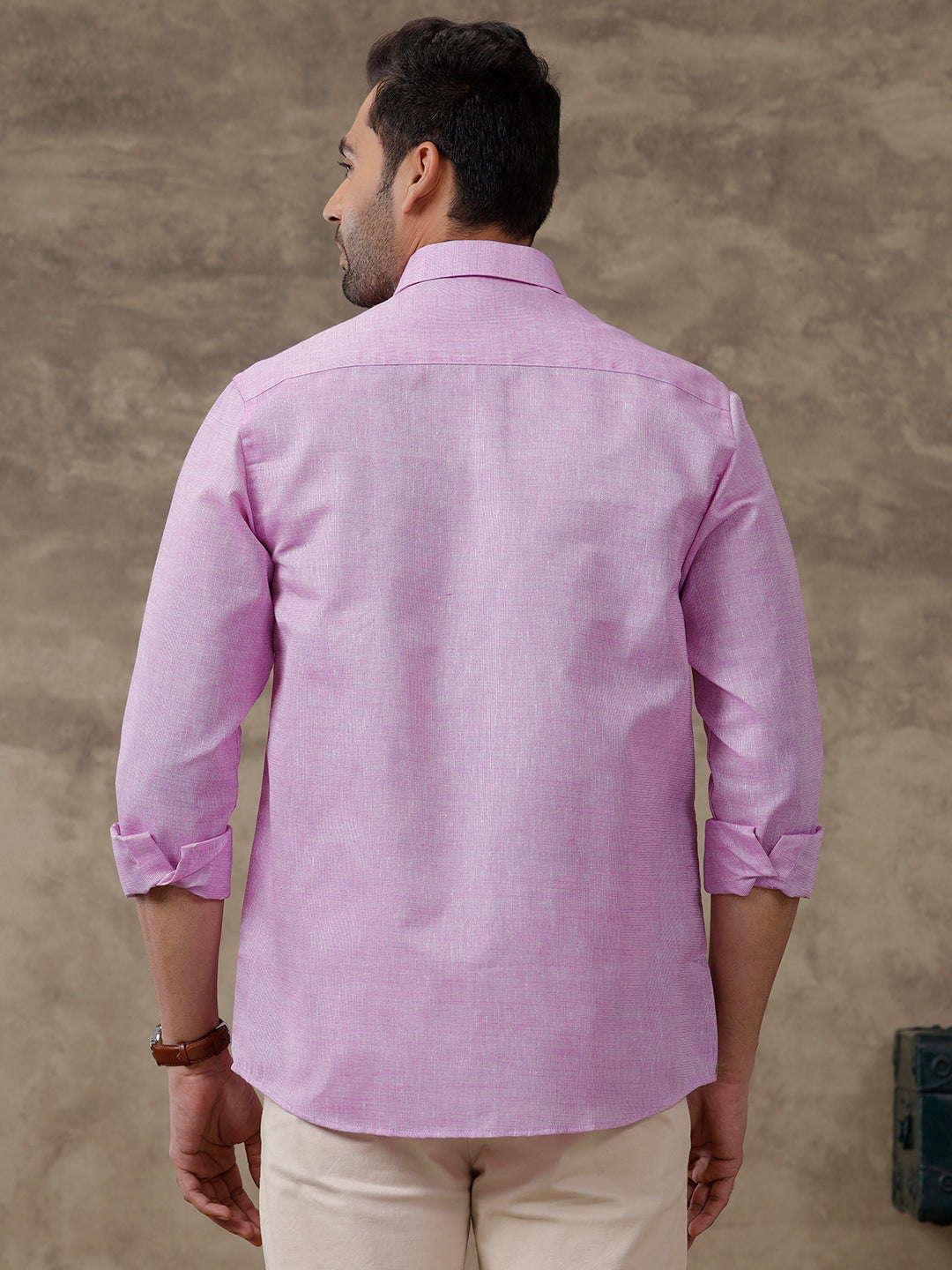 Men Cotton Blend Shirt Lavender T3 CV18