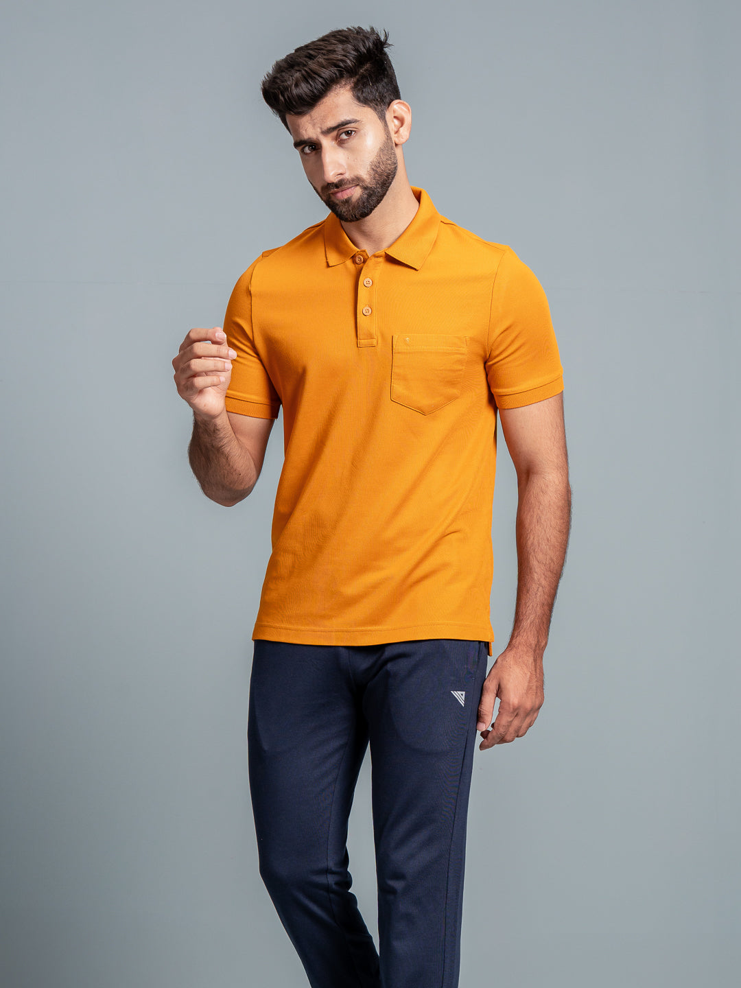Men's Cotton Rich Pique Polo Mustard
