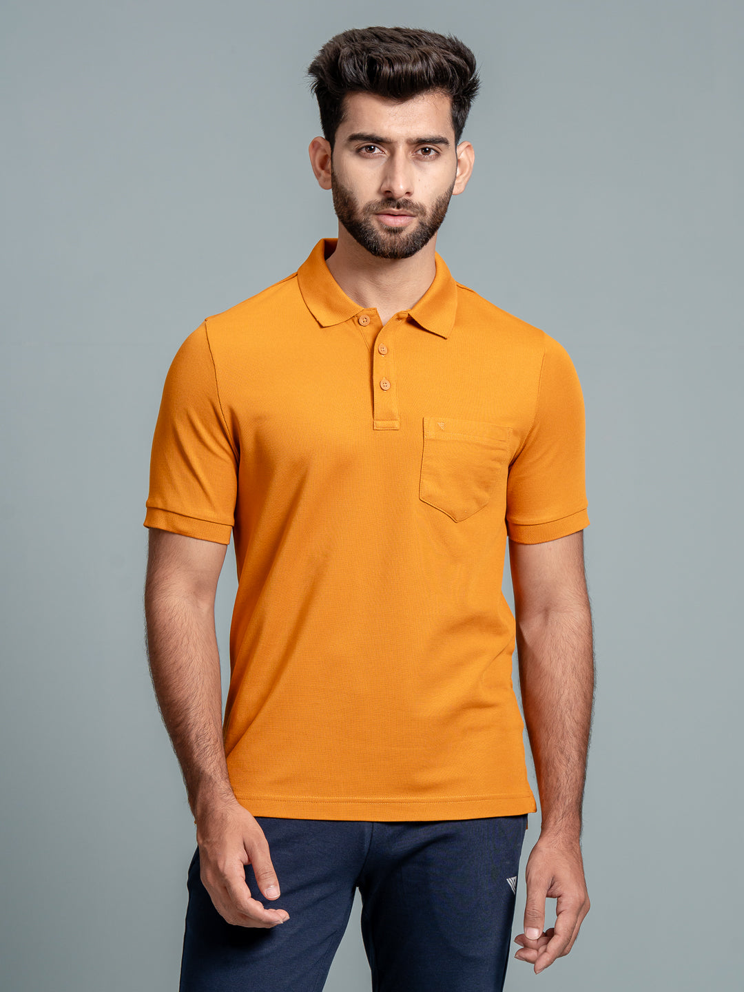 Men's Cotton Rich Pique Polo Mustard
