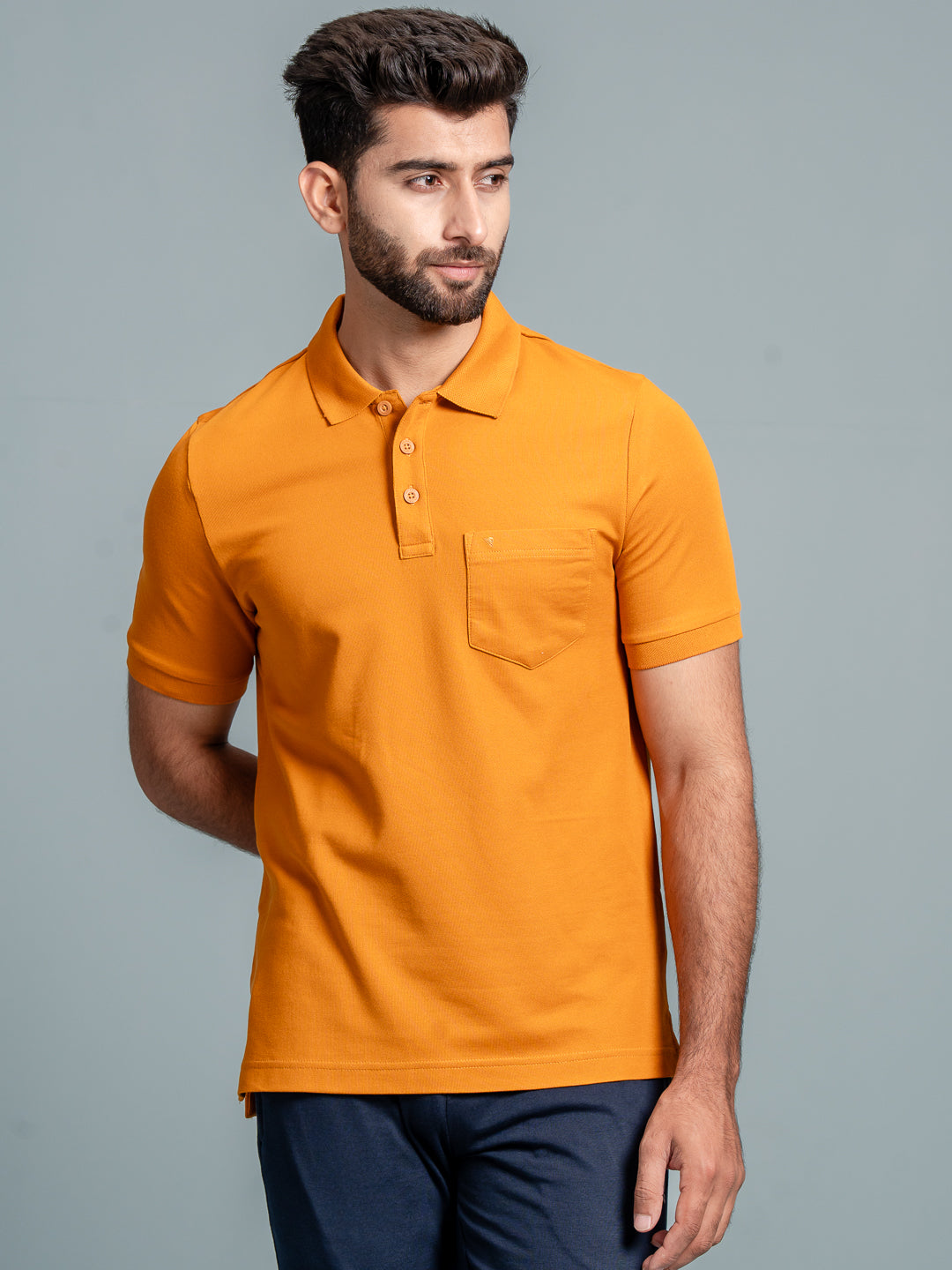 Men's Cotton Rich Pique Polo Mustard