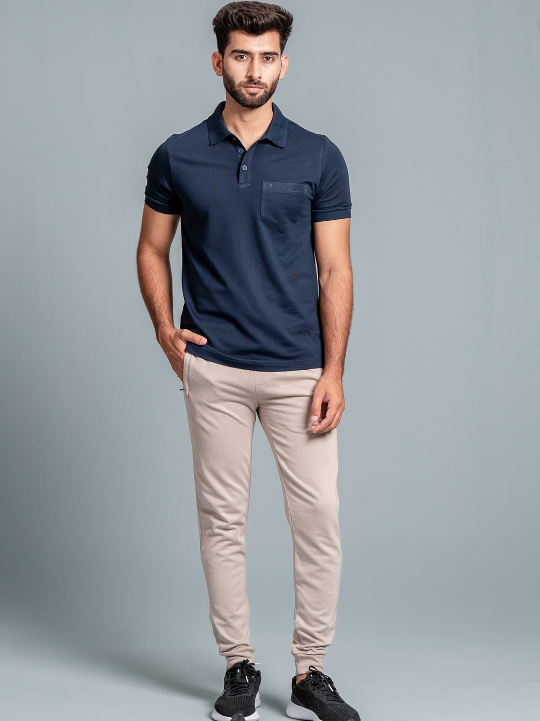 Men's Cotton Rich Pique Polo T-Shirt & Jogger Pants Combo EPD13