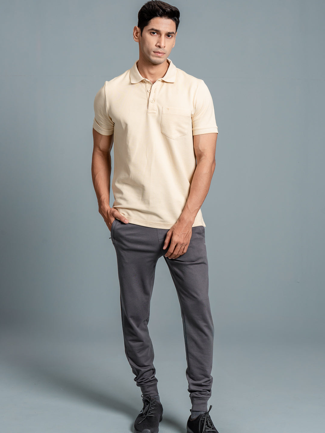 Men's Cotton Rich Pique Polo T-Shirt & Jogger Pants Combo EP19