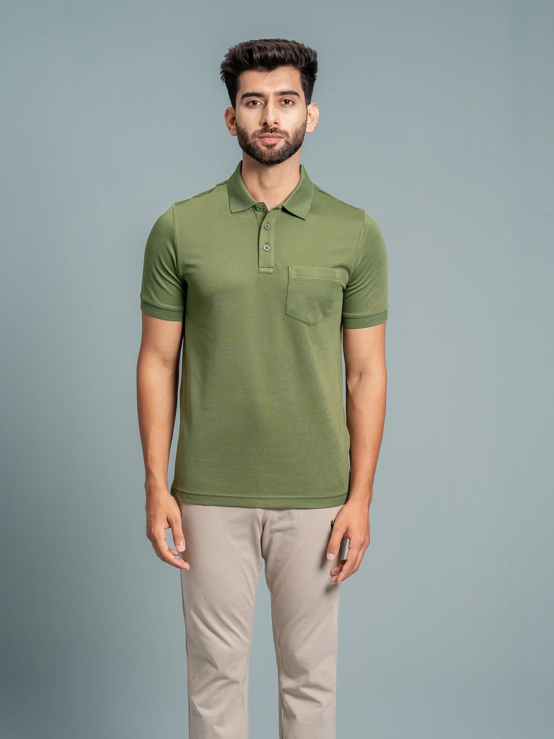 Men's Cotton Rich Pique Polo Green