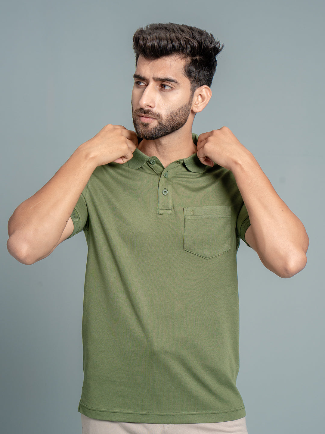 Men's Cotton Rich Pique Polo Green