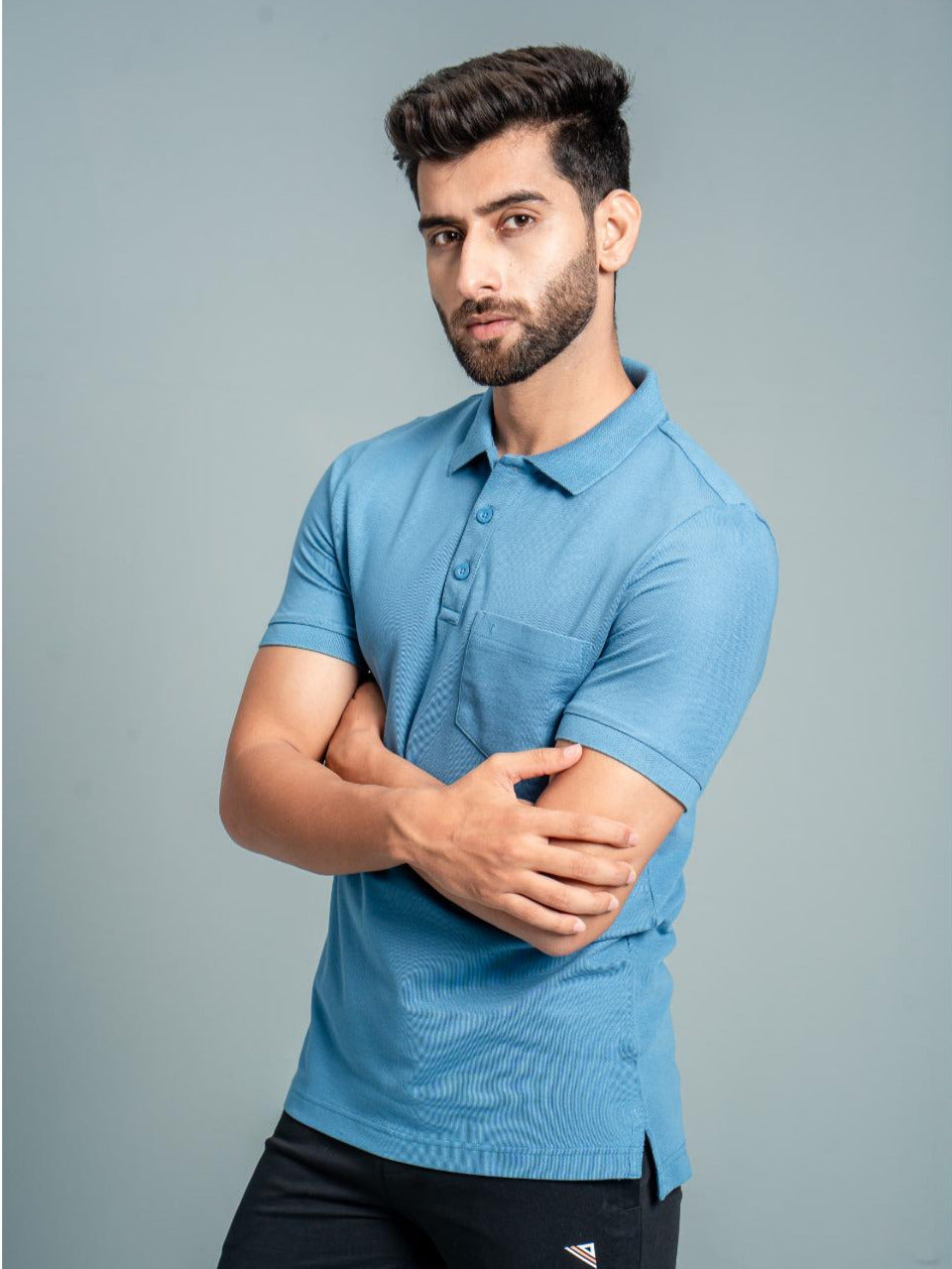 Men's Cotton Rich Pique Polo Blue