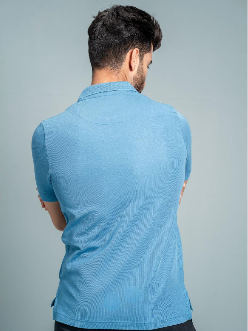 Men's Cotton Rich Pique Polo Blue