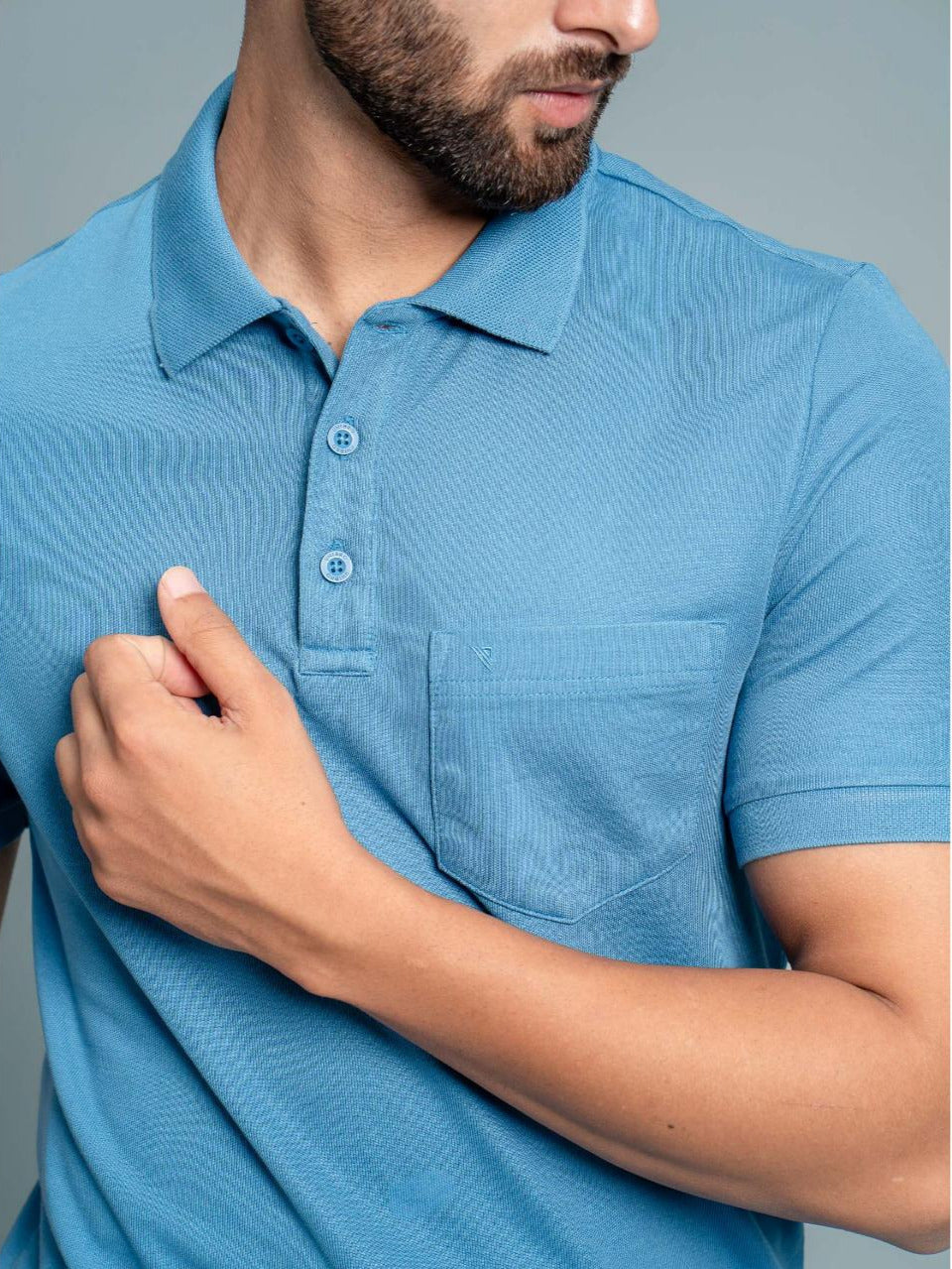 Men's Cotton Rich Pique Polo Blue
