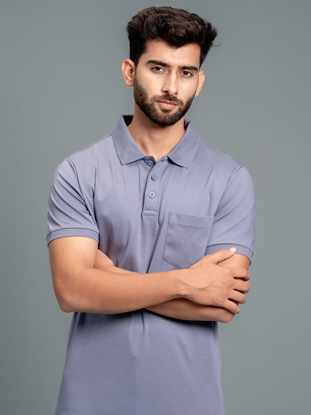 Men's Extra Long Staple Cotton Polo Amethyst Grey