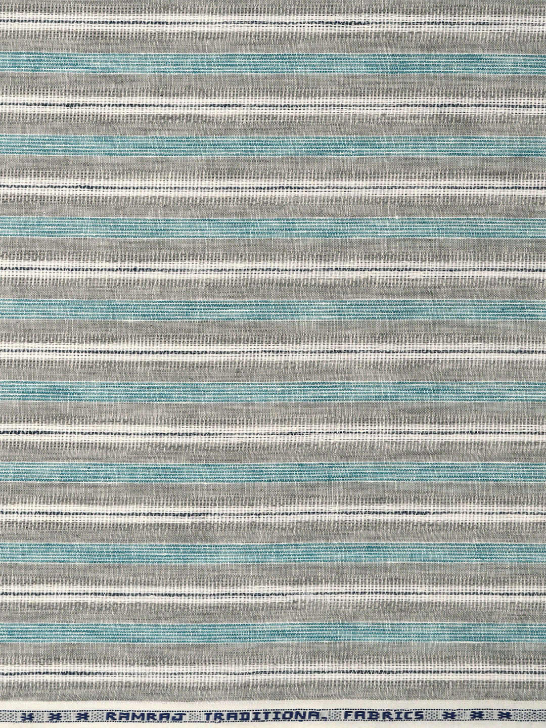 Men Cotton Rich Self Design Shirt Fabric Grey with Blue High Style