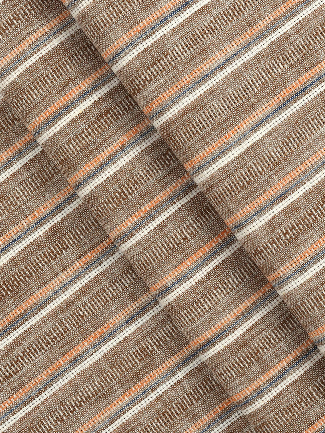 Men Cotton Rich Self Design Shirt Fabric Brown High Style