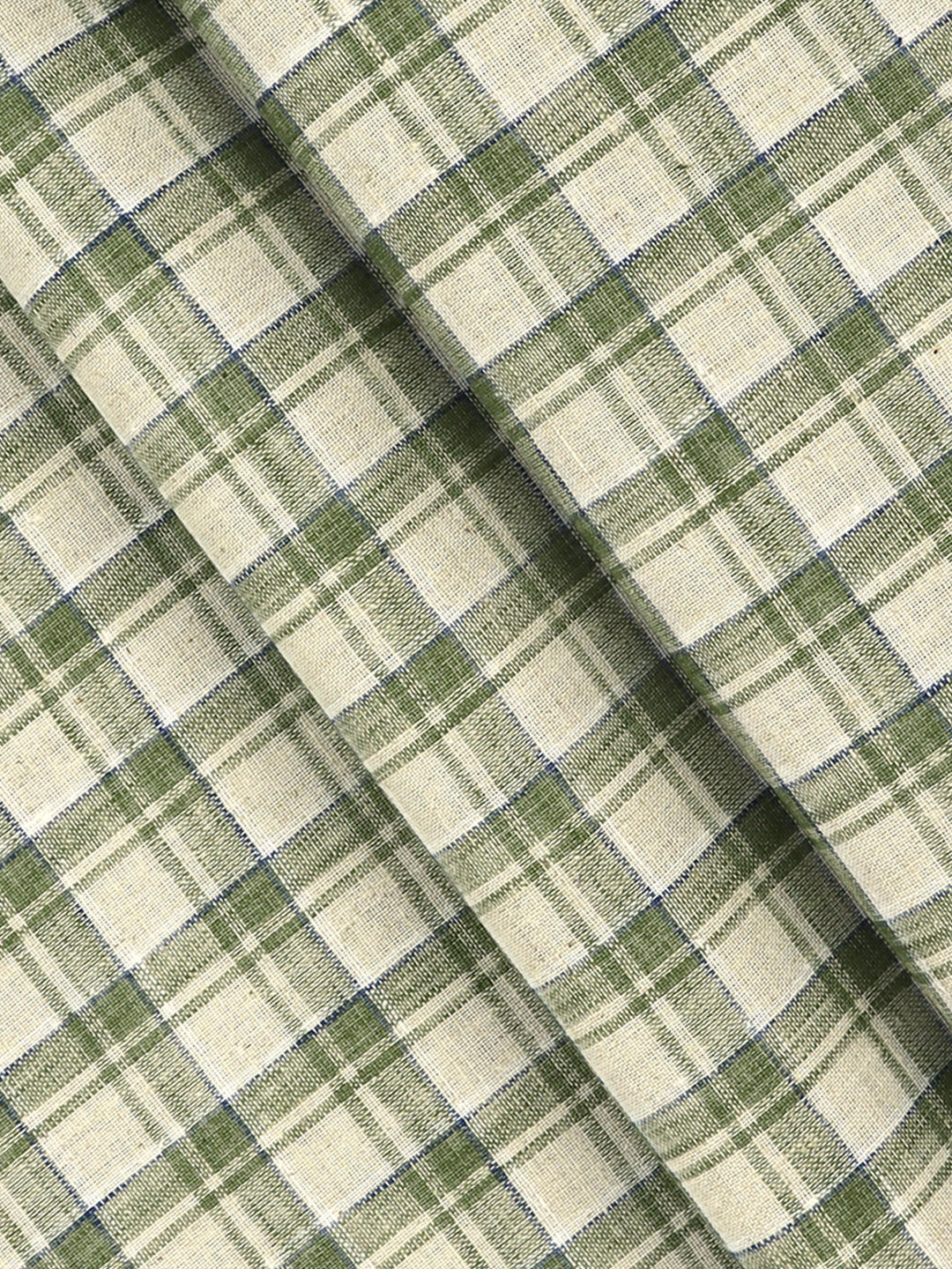 Men Cotton Rich Checked Shirt Fabric Green HI-Tech