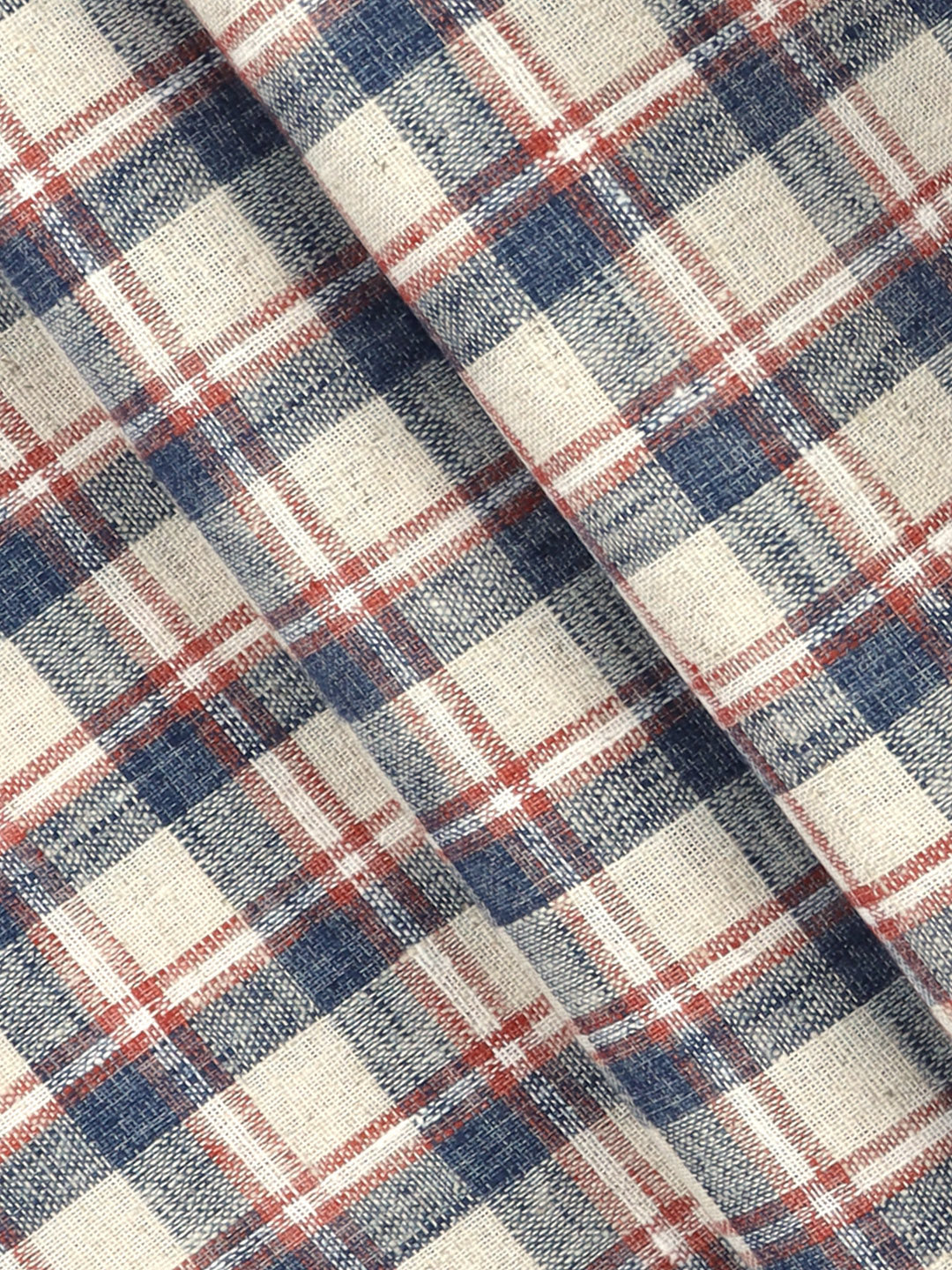 Men Cotton Rich Checked Shirt Fabric Blue HI-Tech