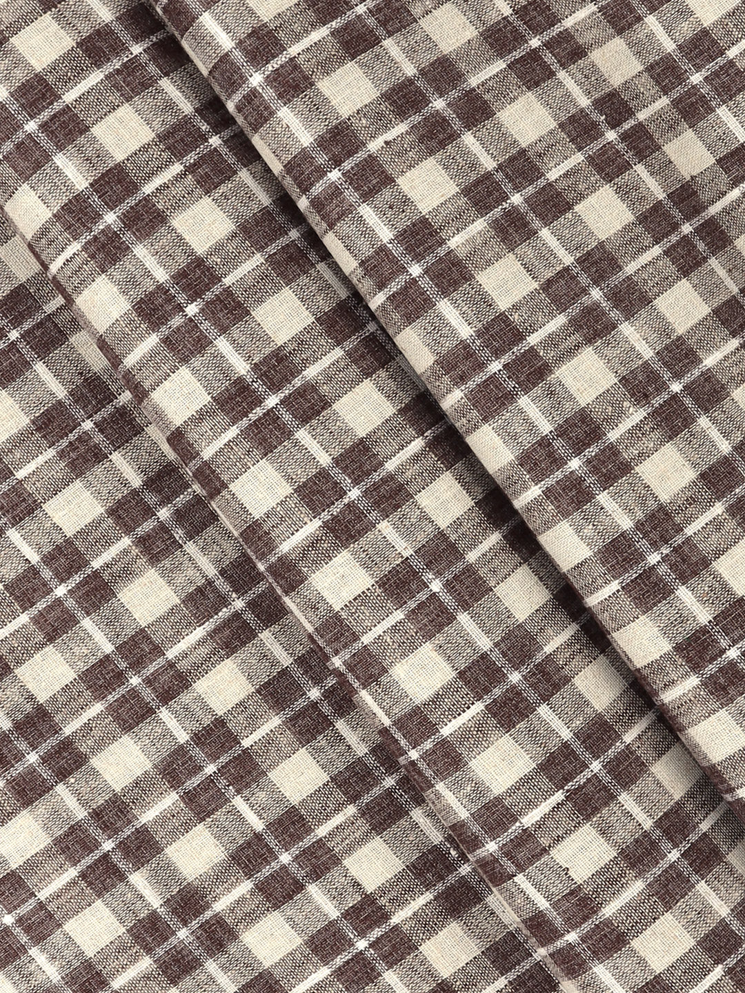Men Cotton Rich Checked Shirt Fabric Brown HI-Tech