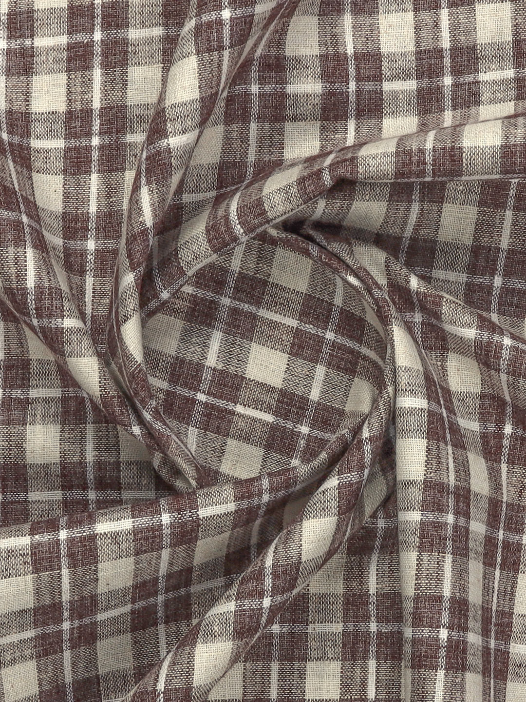 Men Cotton Rich Checked Shirt Fabric Brown HI-Tech