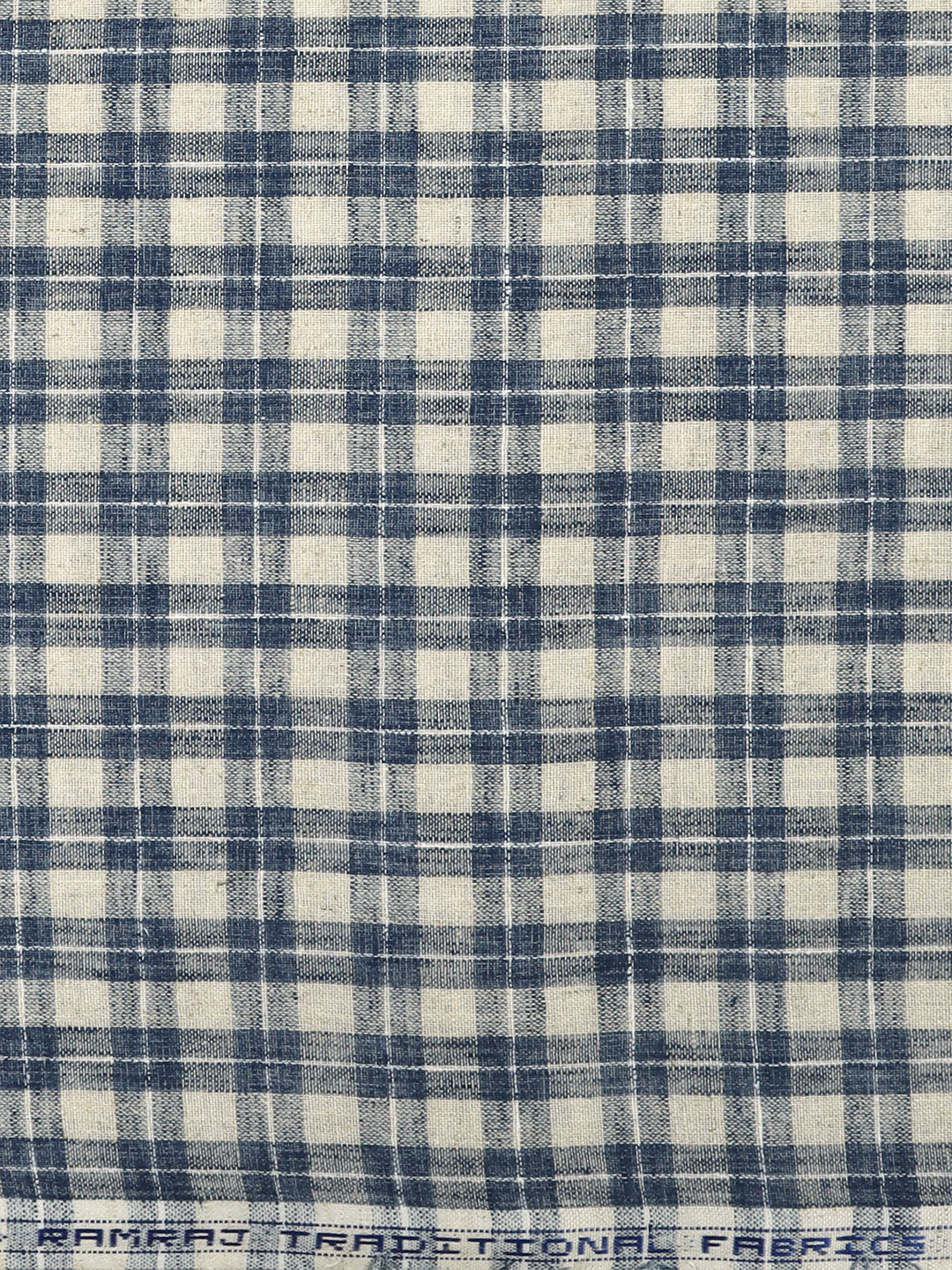 Men Cotton Rich Checked Shirt Fabric Blue HI-Tech