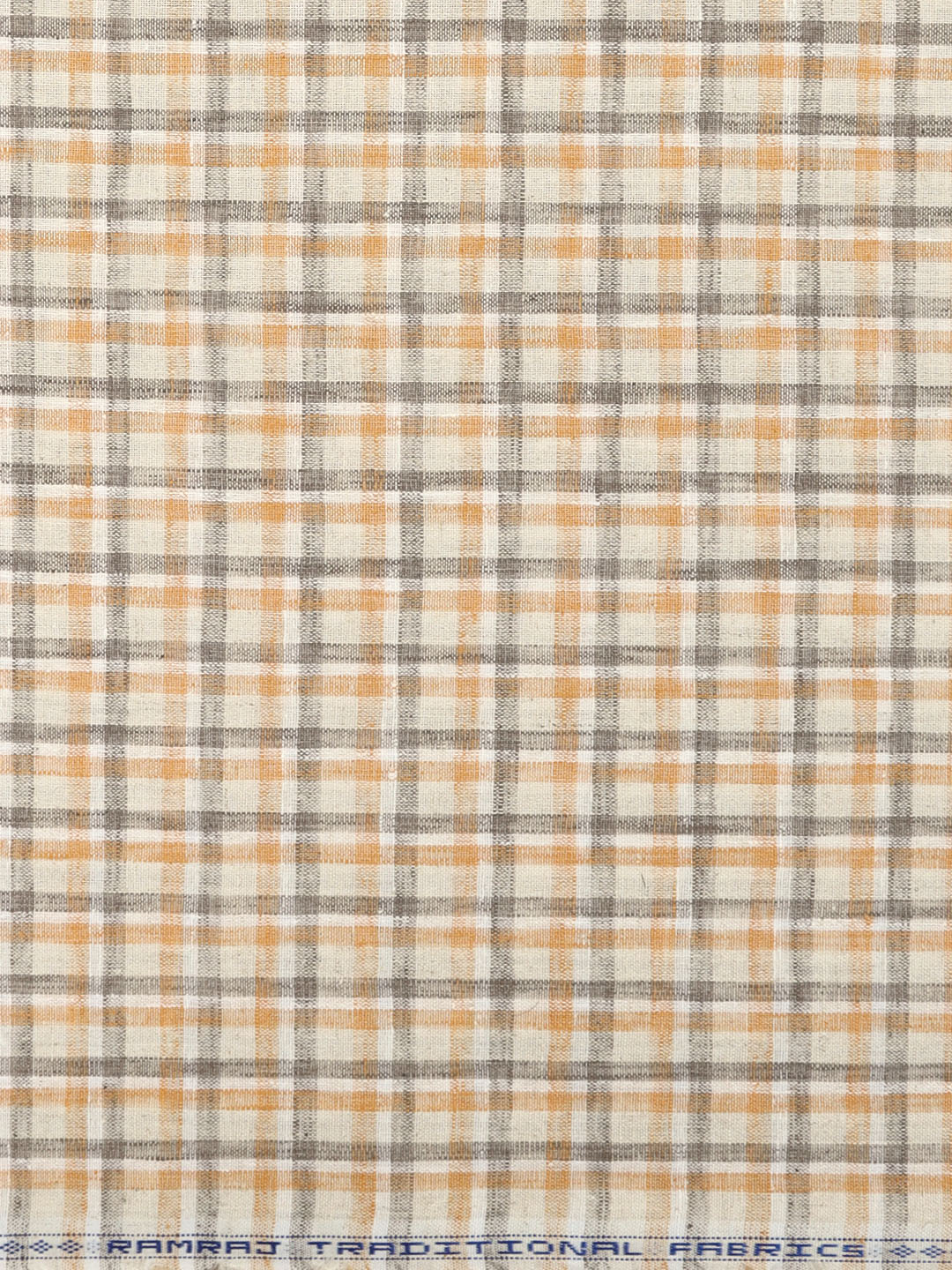 Men Cotton Rich Checked Shirt Fabric Grey with Orange HI-Tech