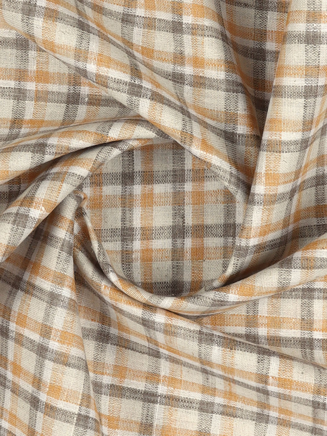 Men Cotton Rich Checked Shirt Fabric Grey with Orange HI-Tech
