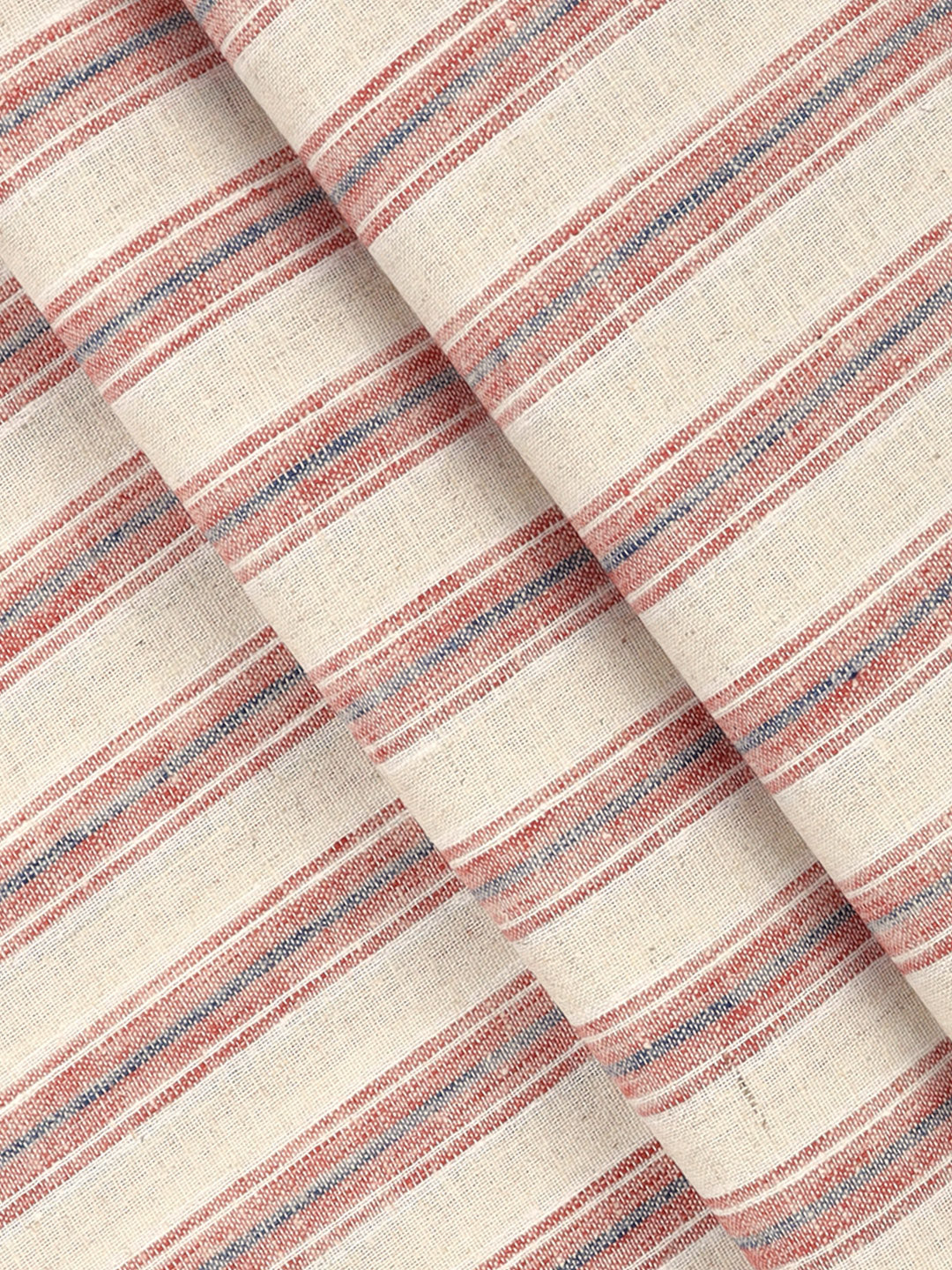 Men Cotton Rich Striped Shirt Fabric Cream with Red HI-Tech