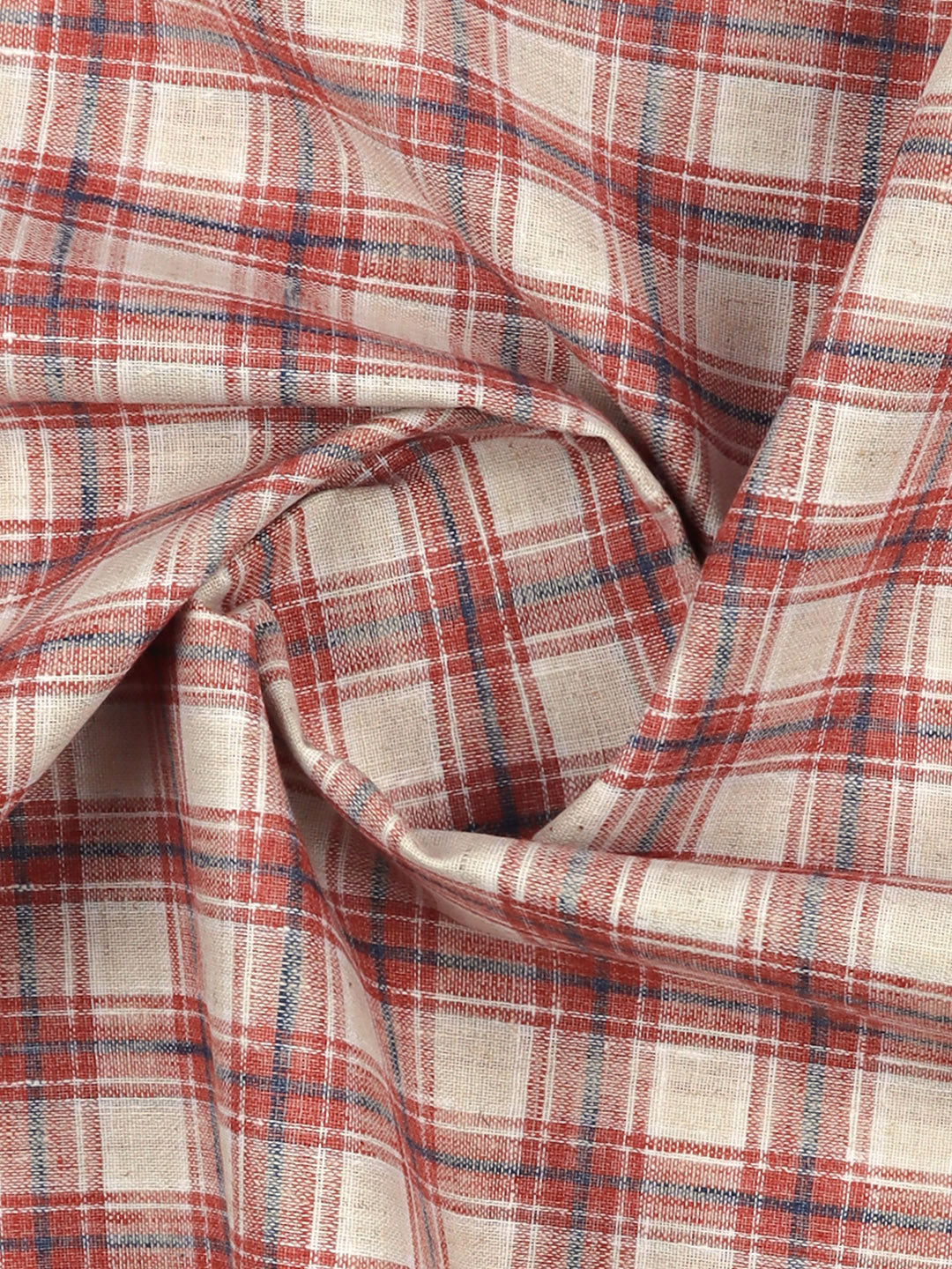Men Cotton Rich Checked Shirt Fabric Red HI-Tech