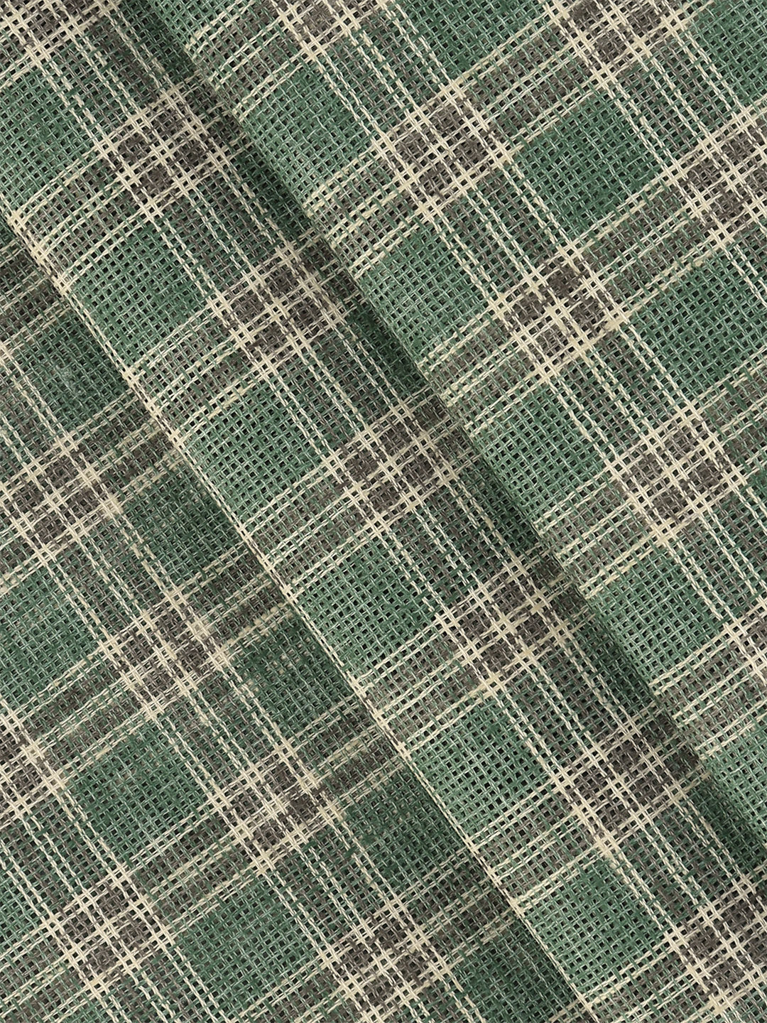 Cotton Blend Self Design Shirt Fabric Green High Style