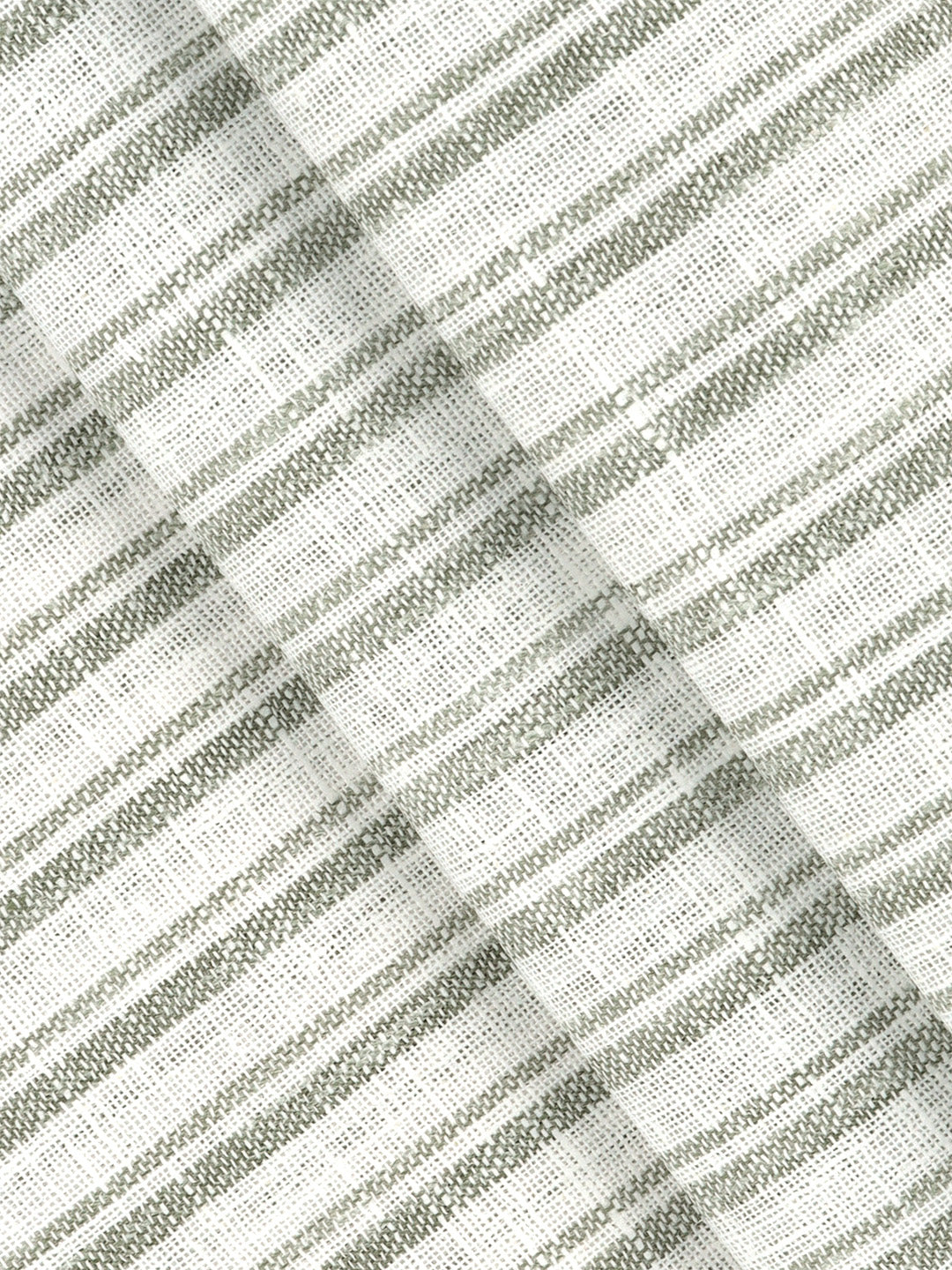 Cotton Rich White with Green Striped Shirt Fabric High Style