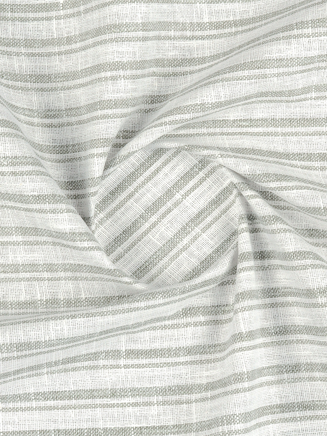 Cotton Rich White with Green Striped Shirt Fabric High Style