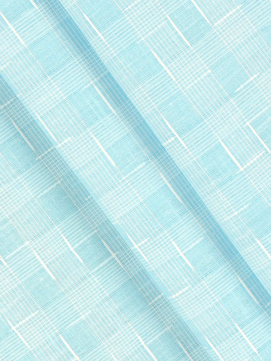Cotton Blend Self Design Blue Fabric Pink High Style