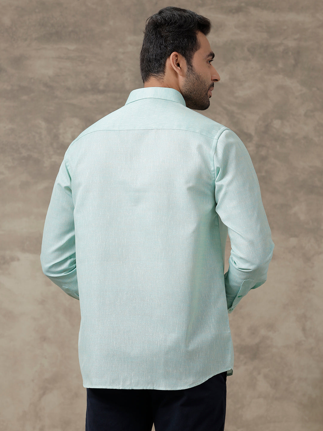 Men Cotton Blend Full Sleeves Shirt Aqua Green T3 CV13